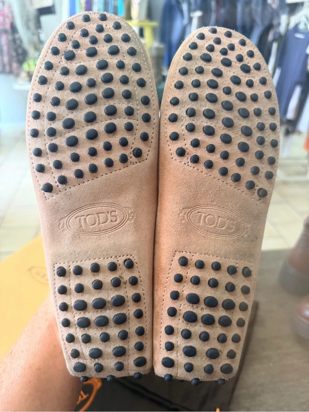 Tod's Suede Penny Loafers in Dusty Pink